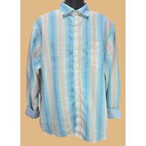Tommy Bahama Mens Linen Striped Long Sleeved Shirt Large
